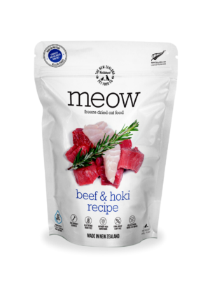 MEOW FREEZE DRIED BEEF & HOKI - THE NEW ZEALAND NATURAL PET FOOD CO